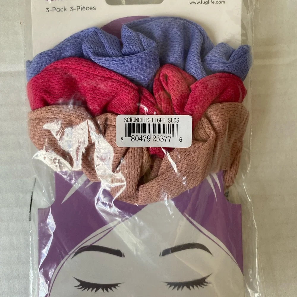 Lug Women's Hair Scrunchies 3-Pack Light Solids New